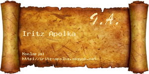 Iritz Apolka névjegykártya